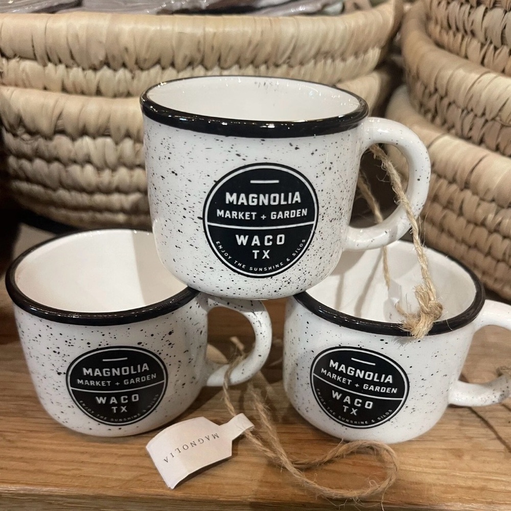 Magnolia Black and White Speckled ornament Mugs. 3 pack for the tree or decor.